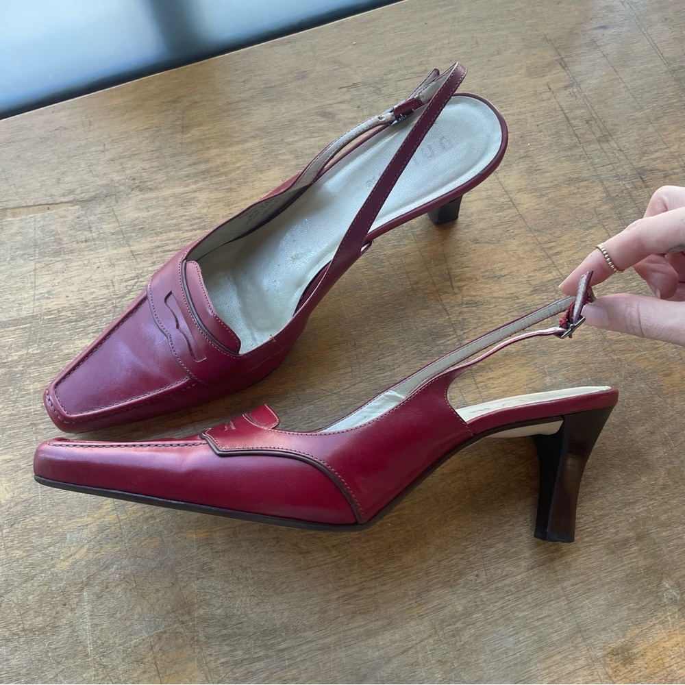 Unisa Burgundy Slingback Heels - Picture 2 of 3